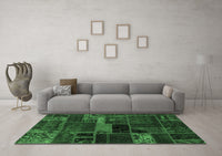 Machine Washable Oriental Emerald Green Modern Rug, wshabs5662emgrn