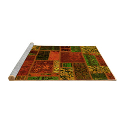 Sideview of Machine Washable Oriental Yellow Modern Rug, wshabs5662yw