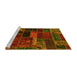 Sideview of Machine Washable Oriental Yellow Modern Rug, wshabs5662yw