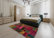 Abstract Saddle Brown Oriental Rug in a Bedroom, abs5662