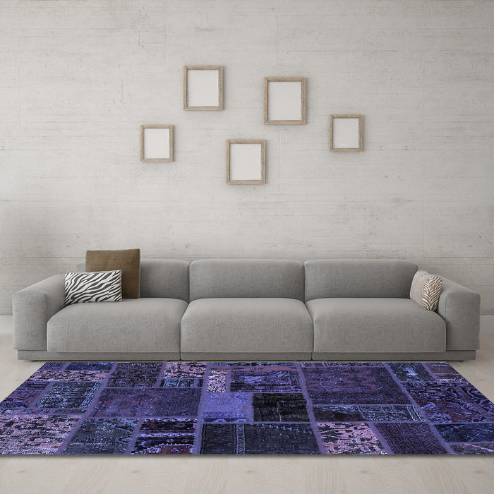 Machine Washable Oriental Blue Modern Rug in a Living Room, wshabs5662blu