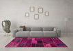 Machine Washable Oriental Pink Modern Rug in a Living Room, wshabs5662pnk