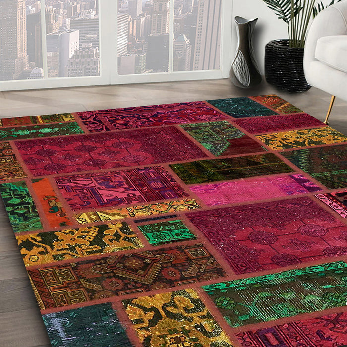 Machine Washable Abstract Saddle Brown Rug in a Family Room, wshabs5662