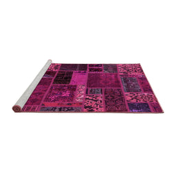 Sideview of Machine Washable Oriental Pink Modern Rug, wshabs5662pnk