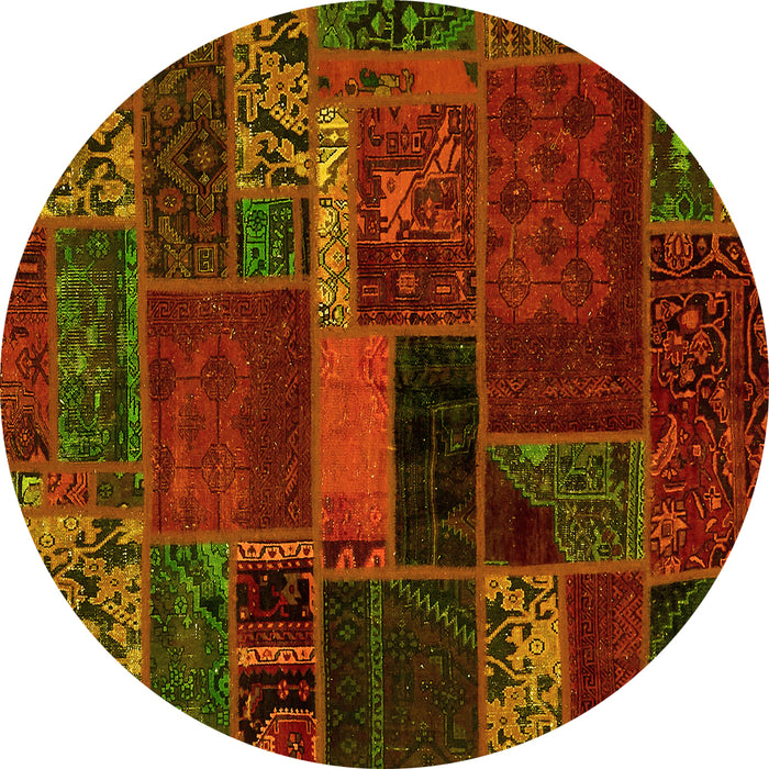 Round Oriental Yellow Modern Rug, abs5662yw