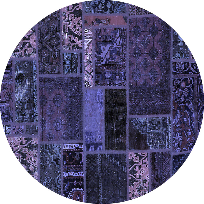 Round Machine Washable Oriental Blue Modern Rug, wshabs5662blu