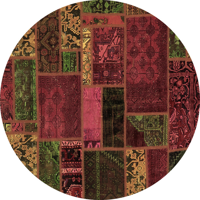 Round Machine Washable Oriental Brown Modern Rug, wshabs5662brn