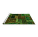 Sideview of Machine Washable Oriental Green Modern Area Rugs, wshabs5662grn