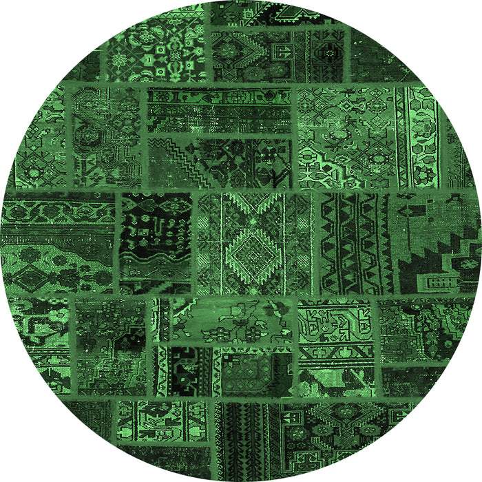 Round Oriental Emerald Green Modern Rug, abs5663emgrn