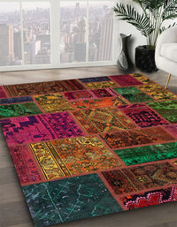 Abstract Saddle Brown Oriental Rug, abs5663