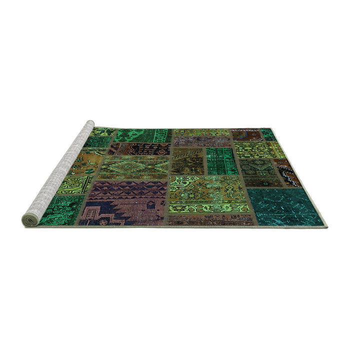 Sideview of Machine Washable Oriental Turquoise Modern Area Rugs, wshabs5663turq