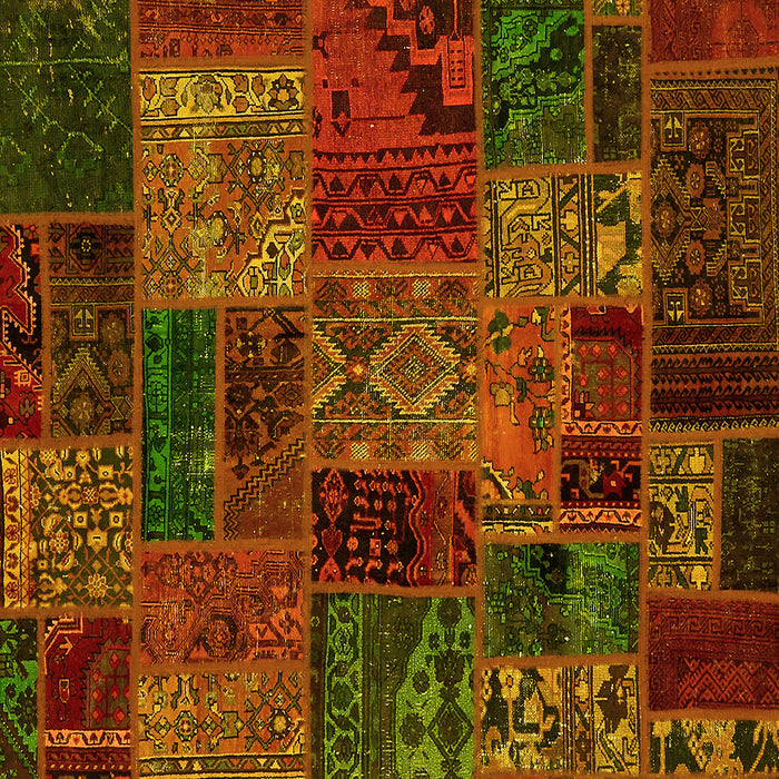 Square Machine Washable Oriental Yellow Modern Rug, wshabs5663yw