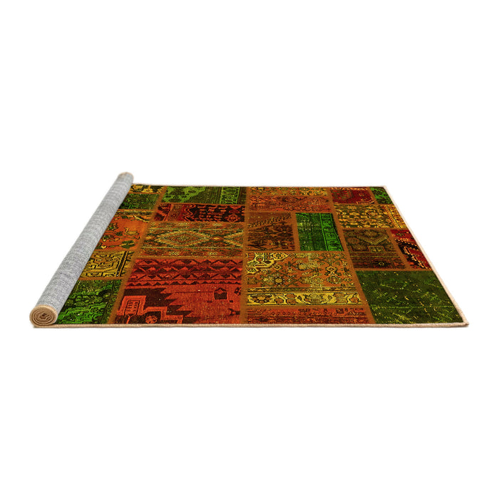 Sideview of Machine Washable Oriental Yellow Modern Rug, wshabs5663yw