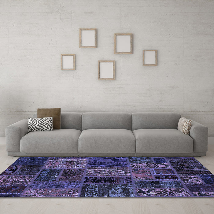 Machine Washable Oriental Blue Modern Rug in a Living Room, wshabs5663blu