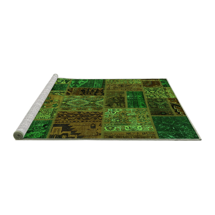Sideview of Machine Washable Oriental Green Modern Area Rugs, wshabs5663grn