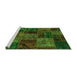 Sideview of Machine Washable Oriental Green Modern Area Rugs, wshabs5663grn