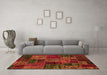 Machine Washable Oriental Orange Modern Area Rugs in a Living Room, wshabs5663org