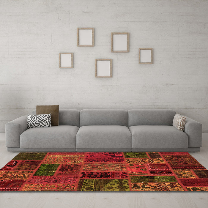 Machine Washable Oriental Orange Modern Area Rugs in a Living Room, wshabs5663org