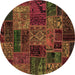 Round Machine Washable Oriental Brown Modern Rug, wshabs5663brn