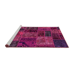 Sideview of Machine Washable Oriental Pink Modern Rug, wshabs5663pnk
