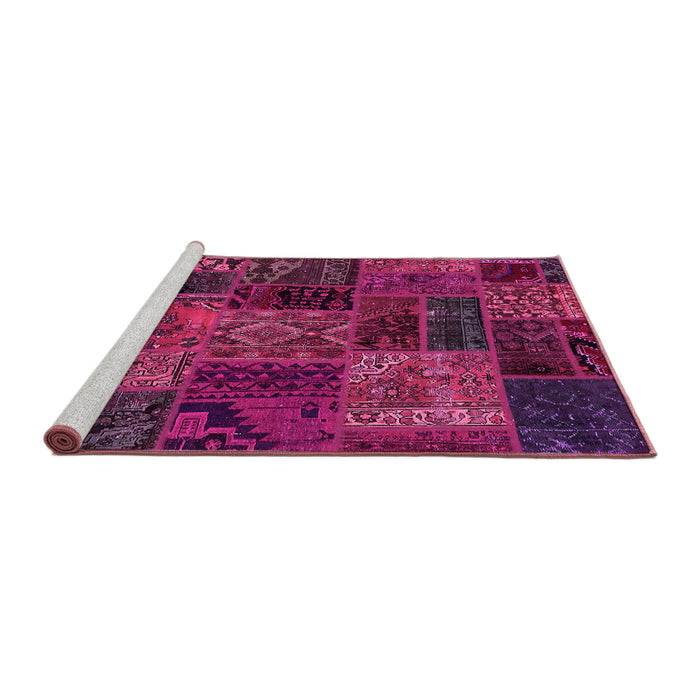 Sideview of Machine Washable Oriental Pink Modern Rug, wshabs5663pnk