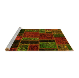 Sideview of Machine Washable Oriental Yellow Modern Rug, wshabs5664yw