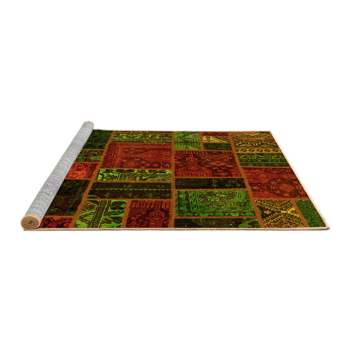 Sideview of Machine Washable Oriental Yellow Modern Rug, wshabs5664yw