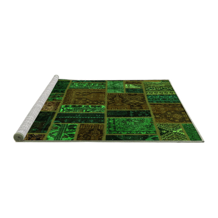 Sideview of Machine Washable Oriental Green Modern Area Rugs, wshabs5664grn
