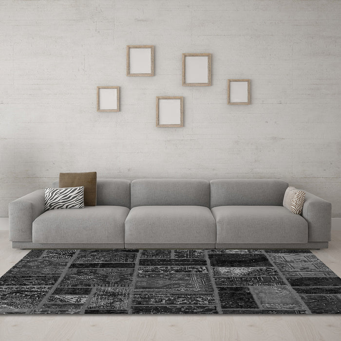 Machine Washable Oriental Gray Modern Rug in a Living Room,, wshabs5664gry