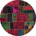 Round Abstract Dark Brown Oriental Rug, abs5664