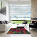 Square Abstract Dark Brown Oriental Rug in a Living Room, abs5664