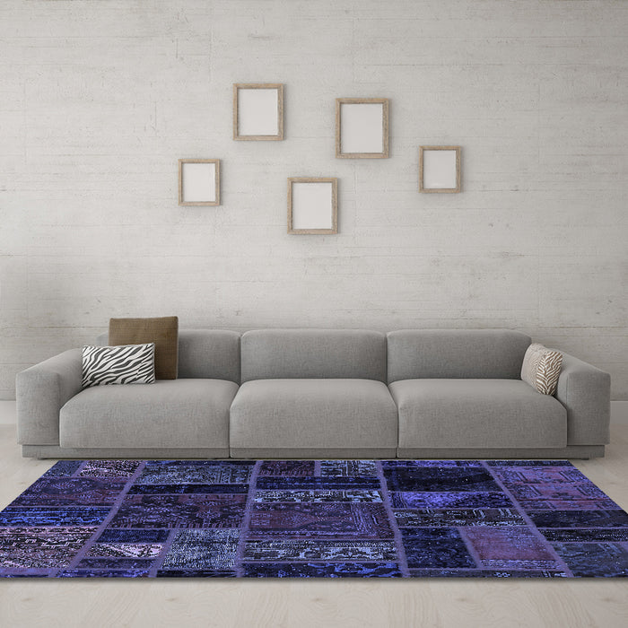 Machine Washable Oriental Blue Modern Rug in a Living Room, wshabs5664blu