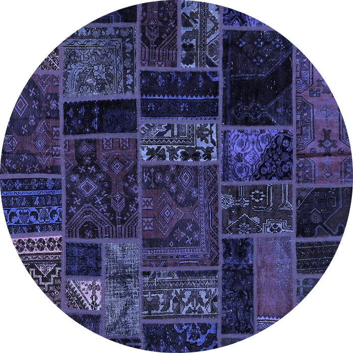 Round Machine Washable Oriental Blue Modern Rug, wshabs5664blu
