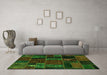 Machine Washable Oriental Green Modern Area Rugs in a Living Room,, wshabs5664grn