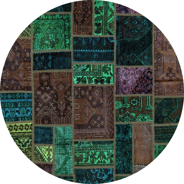 Round Oriental Turquoise Modern Rug, abs5664turq