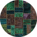 Round Oriental Turquoise Modern Rug, abs5664turq