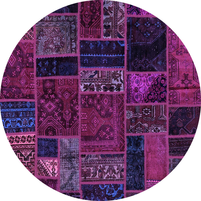 Round Oriental Purple Modern Rug, abs5664pur