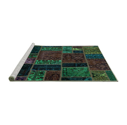 Sideview of Machine Washable Oriental Turquoise Modern Area Rugs, wshabs5664turq