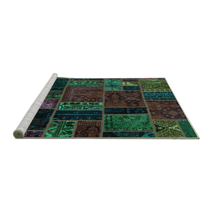 Sideview of Machine Washable Oriental Turquoise Modern Area Rugs, wshabs5664turq