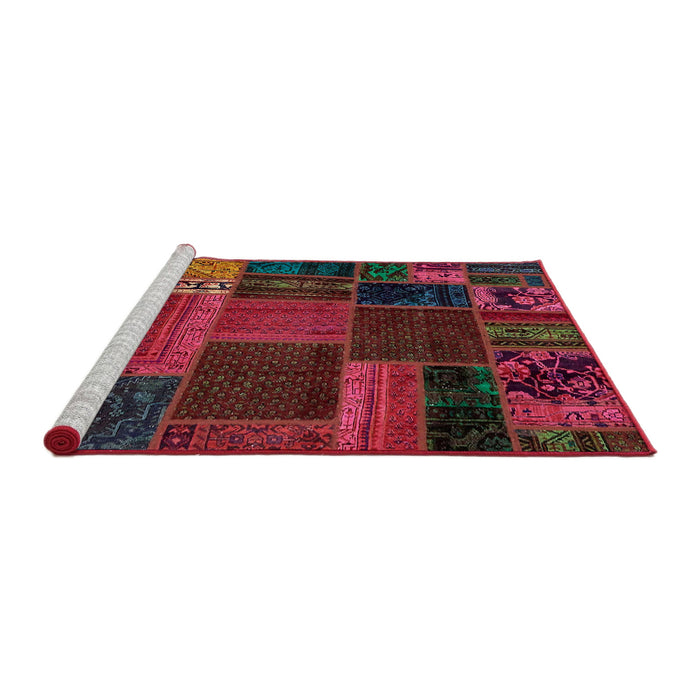 Sideview of Machine Washable Abstract Cranberry Red Rug, wshabs5665