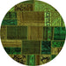 Round Oriental Green Modern Rug, abs5665grn