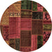 Round Oriental Brown Modern Rug, abs5665brn