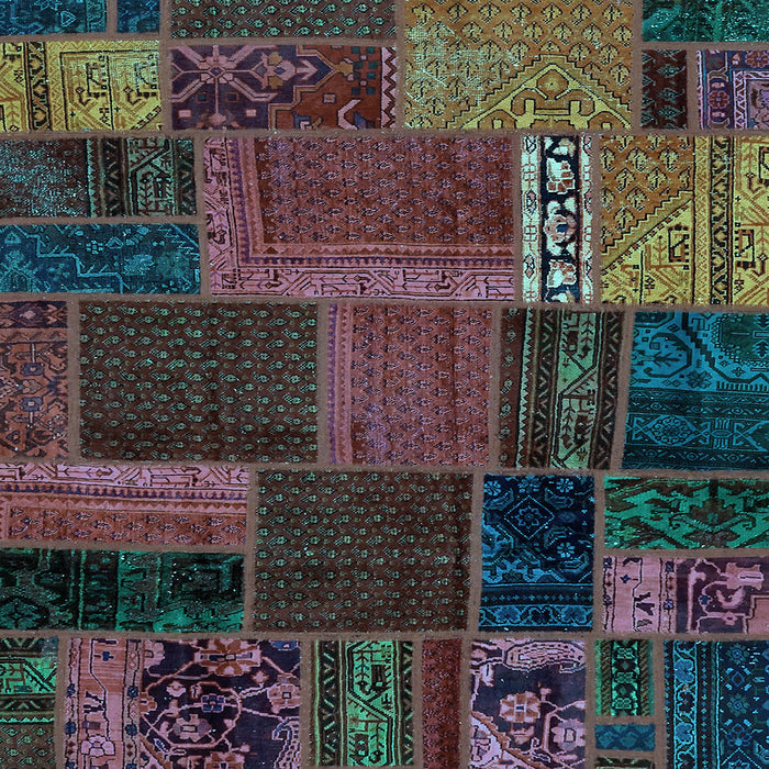 Square Machine Washable Oriental Light Blue Modern Rug, wshabs5665lblu