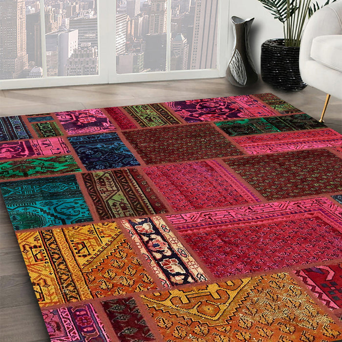 Machine Washable Abstract Cranberry Red Rug in a Family Room, wshabs5665