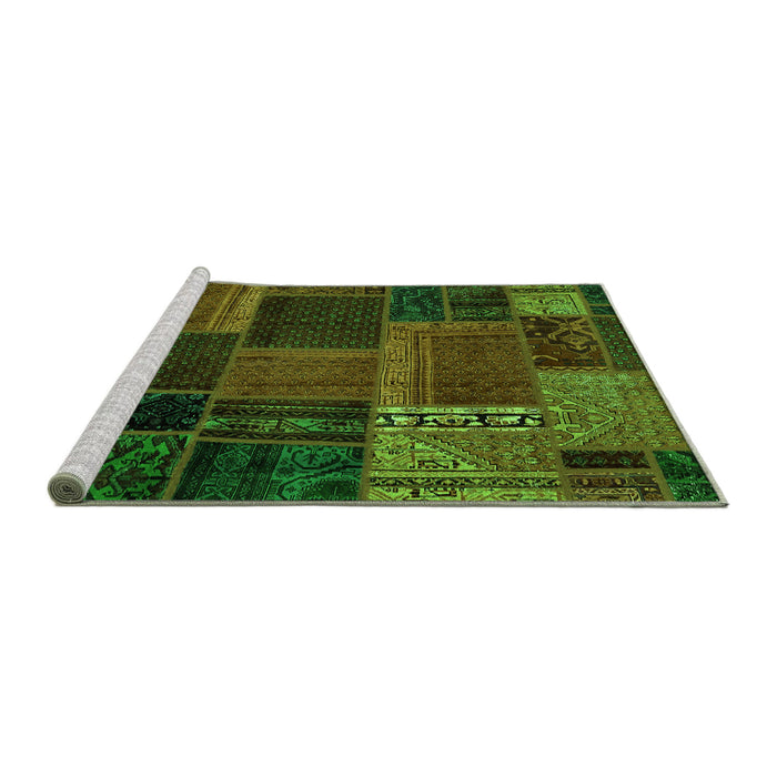 Sideview of Machine Washable Oriental Green Modern Area Rugs, wshabs5665grn