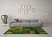 Machine Washable Oriental Green Modern Area Rugs in a Living Room,, wshabs5665grn