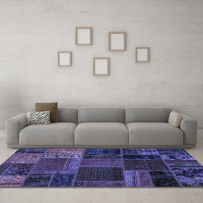 Machine Washable Oriental Blue Modern Rug in a Living Room, wshabs5665blu