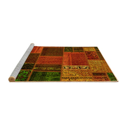 Sideview of Machine Washable Oriental Yellow Modern Rug, wshabs5665yw