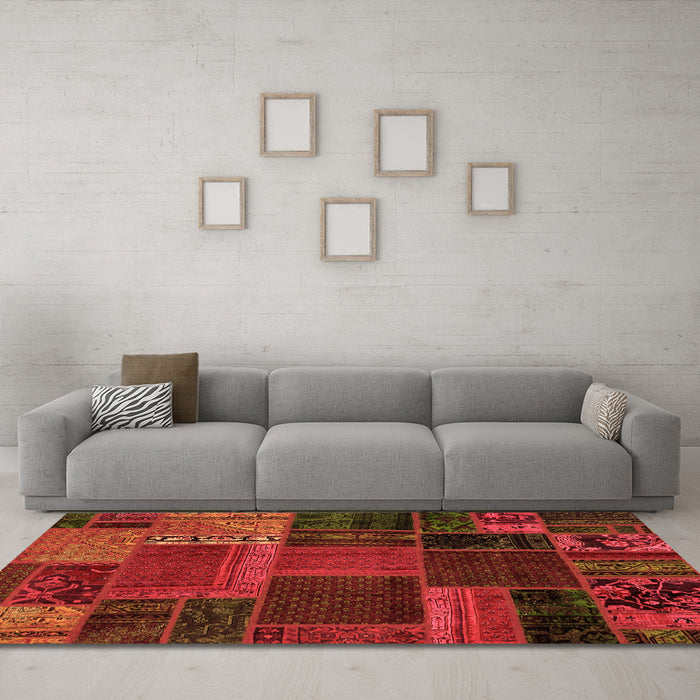 Machine Washable Oriental Orange Modern Area Rugs in a Living Room, wshabs5665org