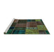 Sideview of Machine Washable Oriental Turquoise Modern Area Rugs, wshabs5665turq